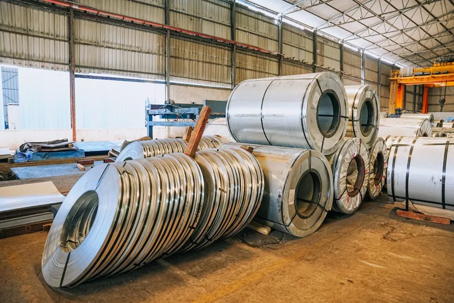 Colour-coated steel crimping machine and coils at HST Steels